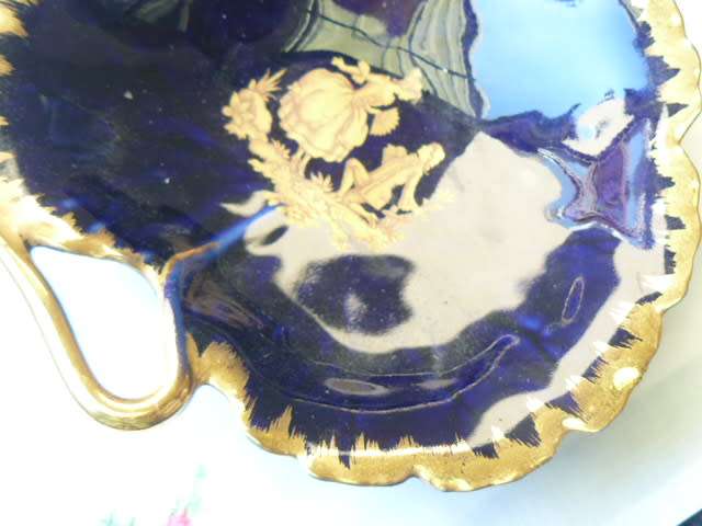 LIMOGES BOWL COBALT BLUE AND GOLD