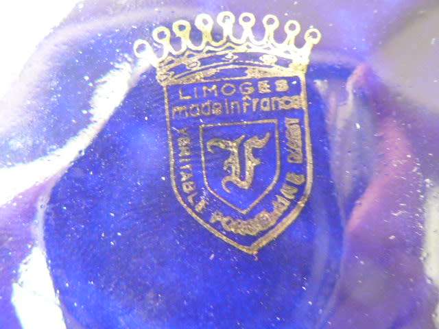 LIMOGES BOWL COBALT BLUE AND GOLD