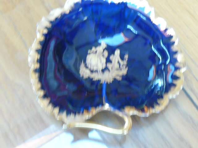 LIMOGES BOWL COBALT BLUE AND GOLD