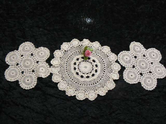 THE FINEST VINTAGE DOILIE SET HAND CROCHETED X 3