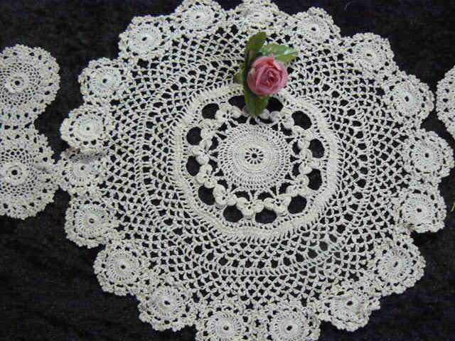 THE FINEST VINTAGE DOILIE SET HAND CROCHETED X 3