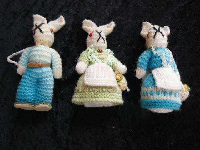 3 HAND CROCHETED VINTAGE BUNNIES