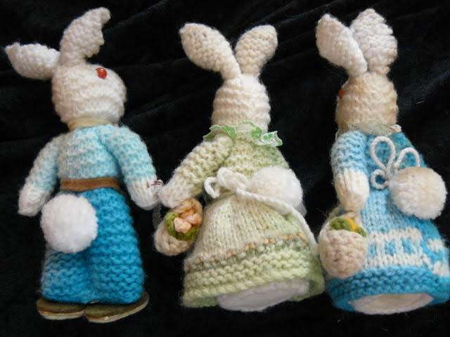 3 HAND CROCHETED VINTAGE BUNNIES