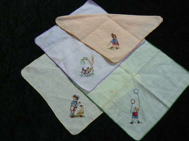 HANKIES X 4 VINTAGE COTTON