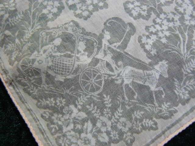 HANKIE PINK VINTAGE COTTON WITH CINDERELLA AND COATCH PRINT LOVELY