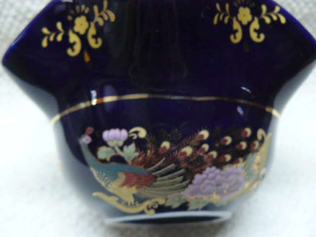 PORCELAIN BASKET WITH LOVELY PATTERN - GOLD TRIMINGS XXL XININGGLIAN JAPANESE