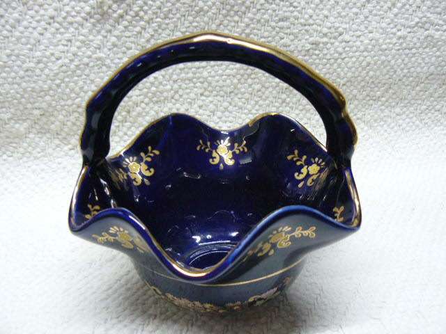 PORCELAIN BASKET WITH LOVELY PATTERN - GOLD TRIMINGS XXL XININGGLIAN JAPANESE