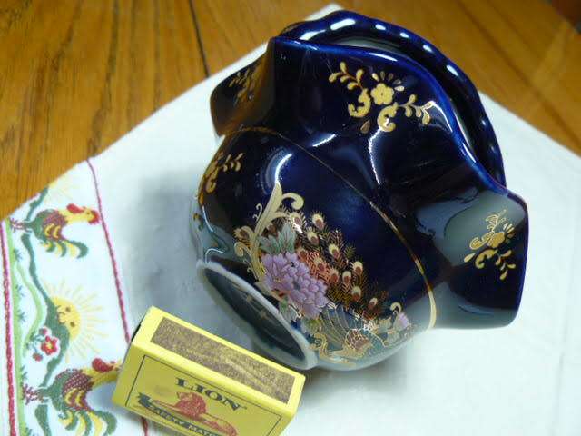 PORCELAIN BASKET WITH LOVELY PATTERN - GOLD TRIMINGS XXL XININGGLIAN JAPANESE