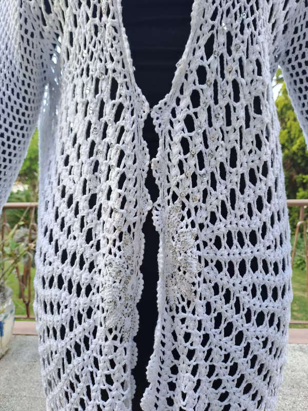 Beautiful vintage like Hand crocheted (cotton)white over top with some  STUNNING