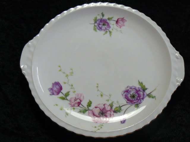 PORCELAIN CAKE PLATE CHECOSLOWAKIA 26.5 CM DIAMETER NO DAMAGE - OR PLATTER