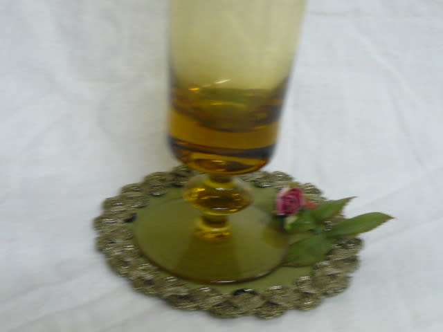 GLASS VASE BROWNISH WITH PATTERN