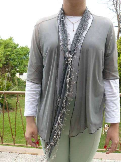 TOP GREY SCARVE AND STOCKINGS