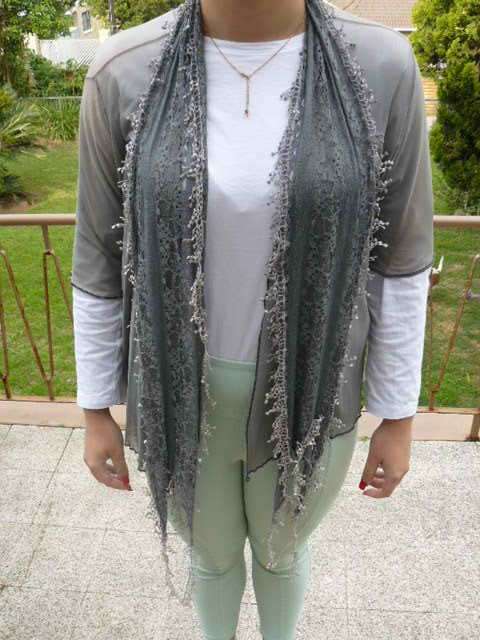TOP GREY SCARVE AND STOCKINGS