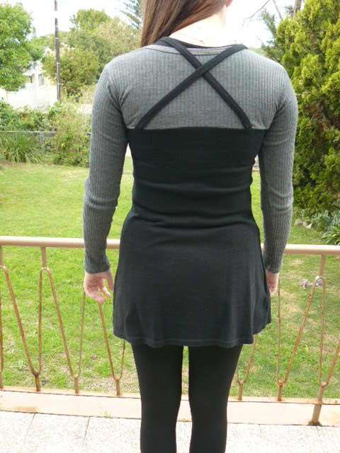 BLACK SHORT DRESS WITH GREY ATTATCHED UNDER TOP SIZE SMALL