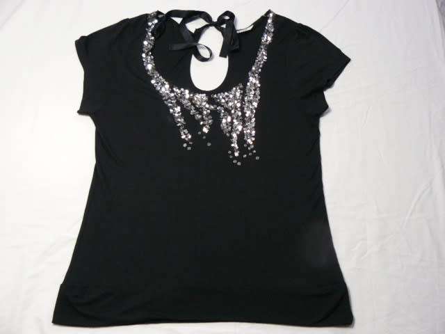 Black top with bling and back tie, size M-L