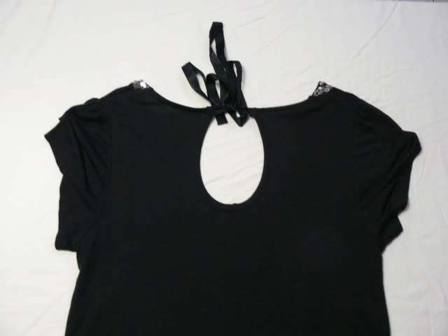 Black top with bling and back tie, size M-L