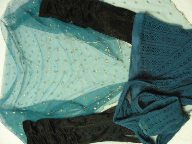 VINTAGE SCARVE VINTAGE BLACK GLOVES FUNKY STOCKINGS WITH PATTERN M