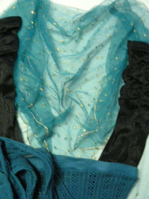 VINTAGE SCARVE VINTAGE BLACK GLOVES FUNKY STOCKINGS WITH PATTERN M