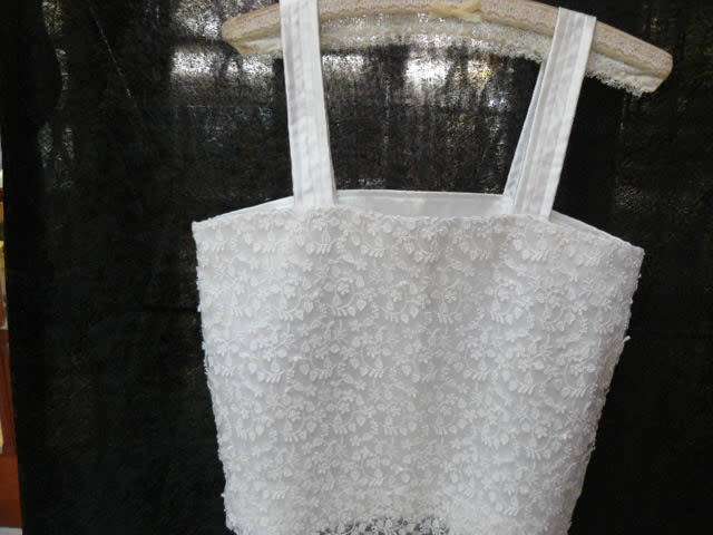 WHITE SATIN TOP WITH LACE