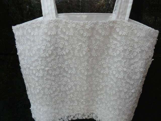 WHITE SATIN TOP WITH LACE