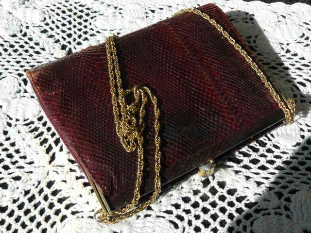 GENUINE SNAKESKIN BAG BURGENDY