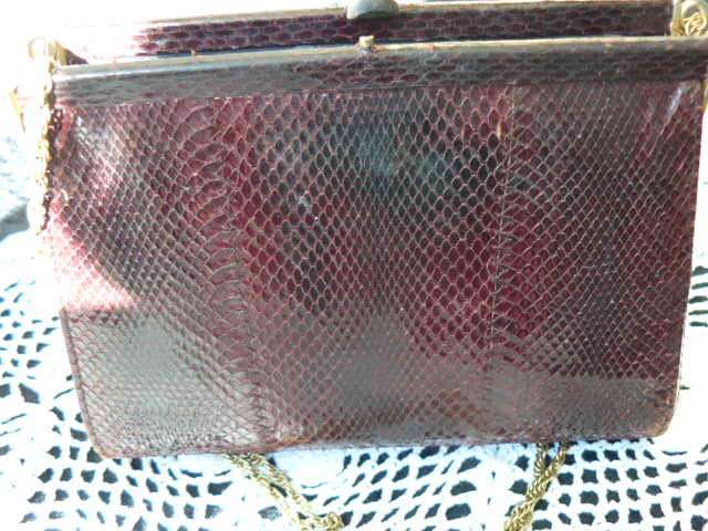 GENUINE SNAKESKIN BAG BURGENDY