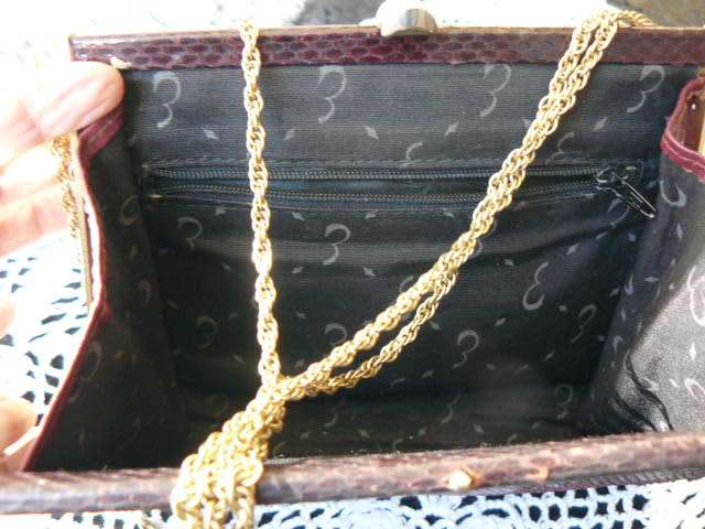 GENUINE SNAKESKIN BAG BURGENDY
