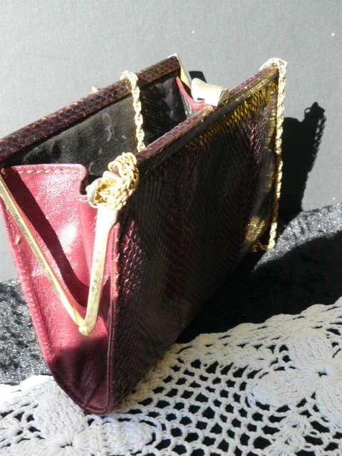 GENUINE SNAKESKIN BAG BURGENDY