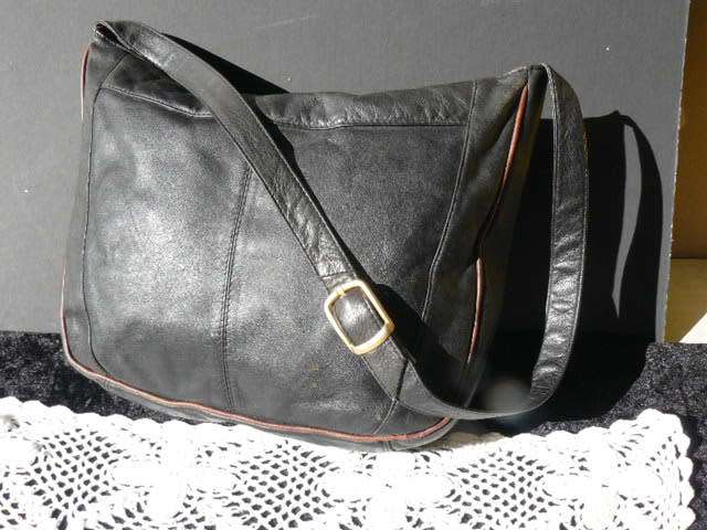 BLACK AND BROWN LEATHER BAG LADIES