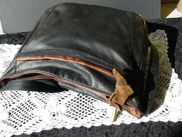 BLACK AND BROWN LEATHER BAG LADIES
