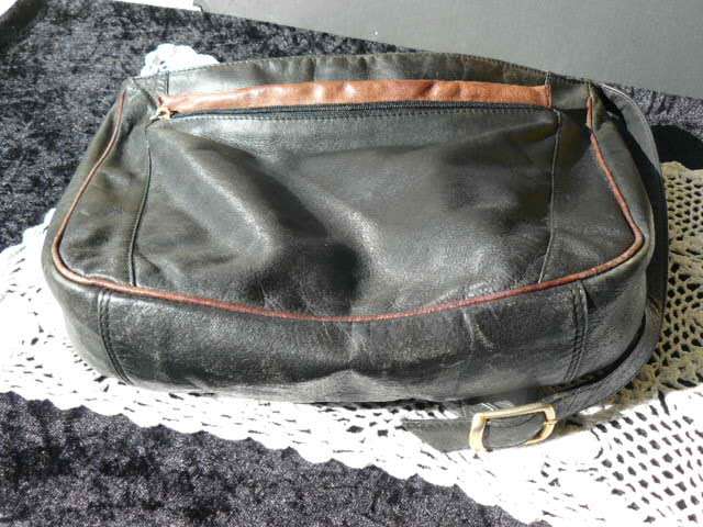 BLACK AND BROWN LEATHER BAG LADIES