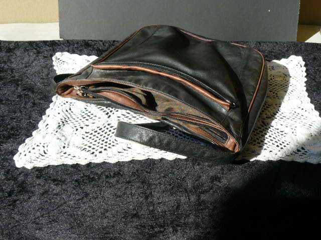 BLACK AND BROWN LEATHER BAG LADIES