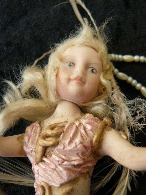 DOLL PORCELAIN HAND MADE MINIATURE 13 CM TALL HAND PAINTED
