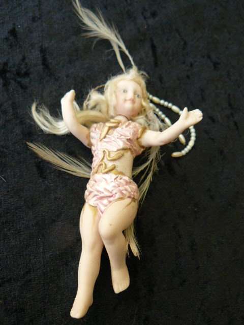 DOLL PORCELAIN HAND MADE MINIATURE 13 CM TALL HAND PAINTED