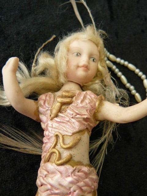 DOLL PORCELAIN HAND MADE MINIATURE 13 CM TALL HAND PAINTED