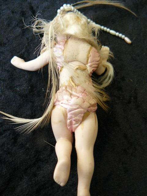DOLL PORCELAIN HAND MADE MINIATURE 13 CM TALL HAND PAINTED