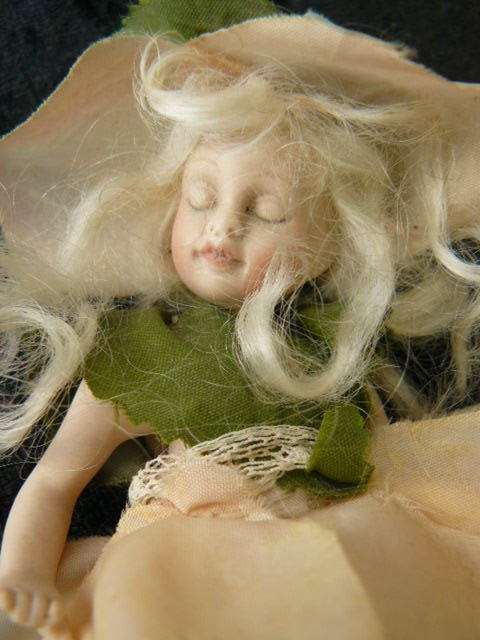 DOLL PORCELAIN HANDMADE MOVABLE LIMBS FLOWER BABY NO DAMAGE