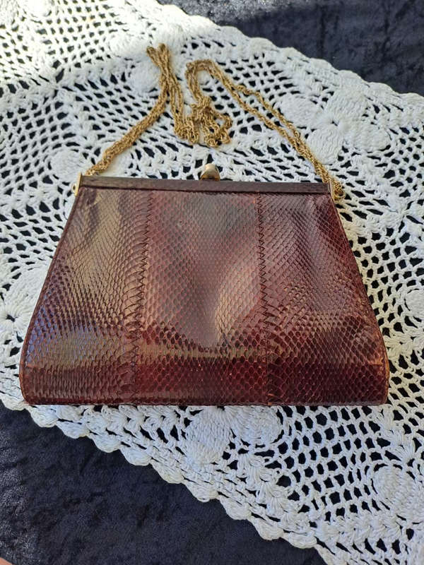 GENUINE SNAKESKIN BAG BURGENDY