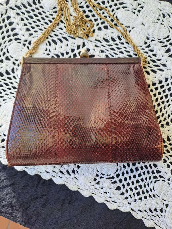 GENUINE SNAKESKIN BAG BURGENDY