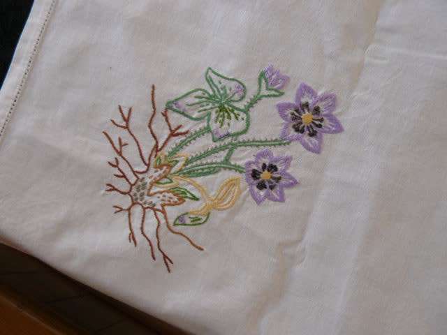 TABLE CLOTH VINTAGE EMBROIDERED COTTON 85 CM X 85 CM