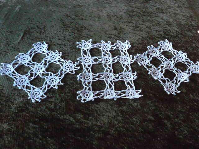 DOILIE SET X 3 HAND CROCHETED BLUE
