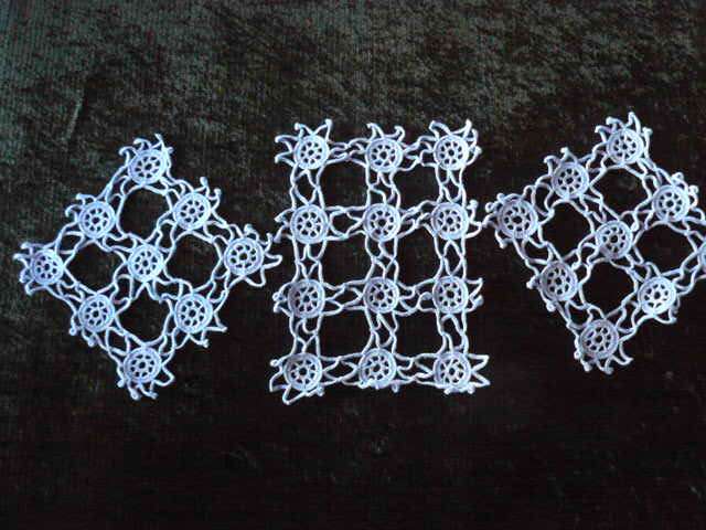 DOILIE SET X 3 HAND CROCHETED BLUE