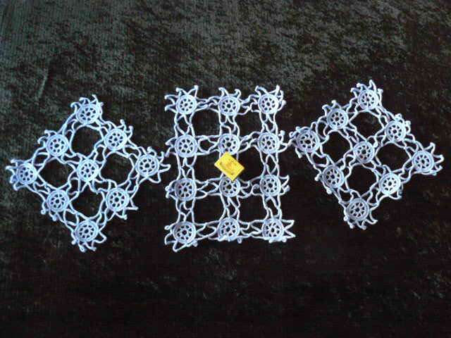 DOILIE SET X 3 HAND CROCHETED BLUE