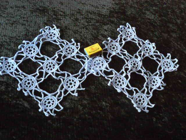 DOILIE SET X 3 HAND CROCHETED BLUE