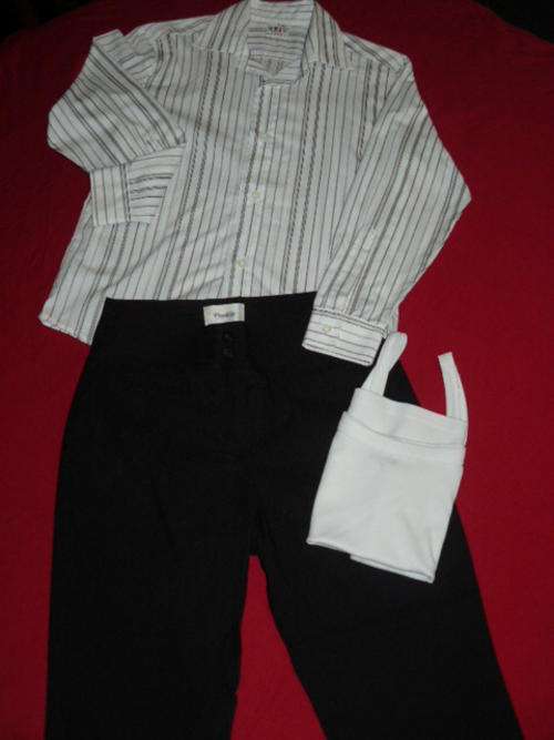 COLARD SHIRT (EDGARS) AND BLACK PANTS 9-10 YRS FREE STRAPY TOP
