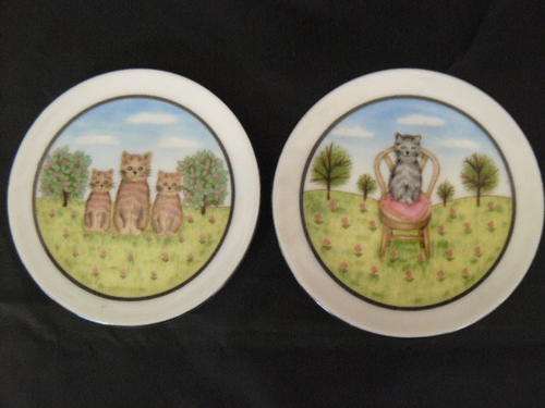 8 CM DIAM. KITTEN WALL PLATES.CUTE!!!!!