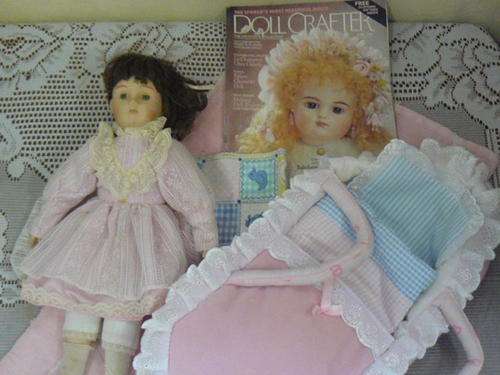 OLD COLLECTABLE PORCELAIN DOLL WITH LOTS OF EXTRAS!!!!!@@@@@!!!!!
