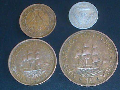 1951 1 D,1/2D,1/4D AND 3D COIN SET