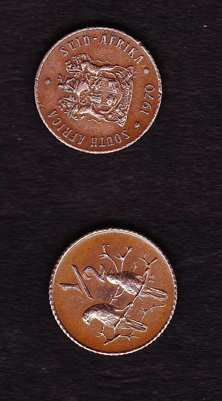 8 x South African half cent coins