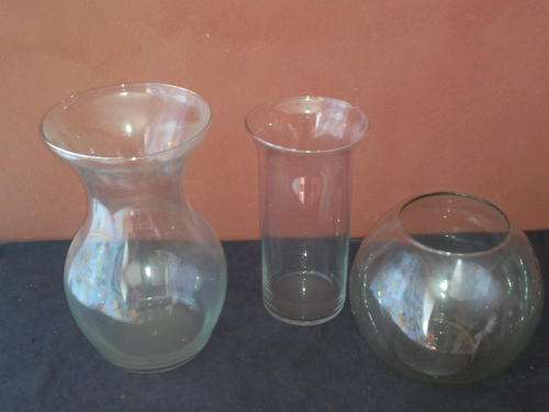 3 Glass Flower Vases